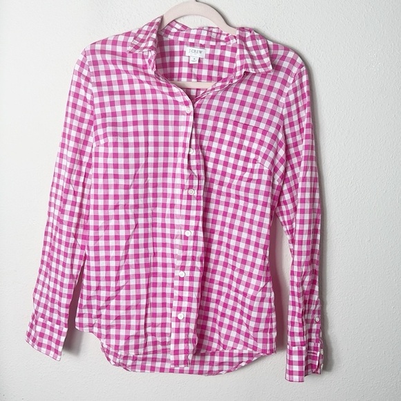 J. Crew Gingham Pink White Button Down Shirt 100% Cotton size Small - Picture 10 of 10